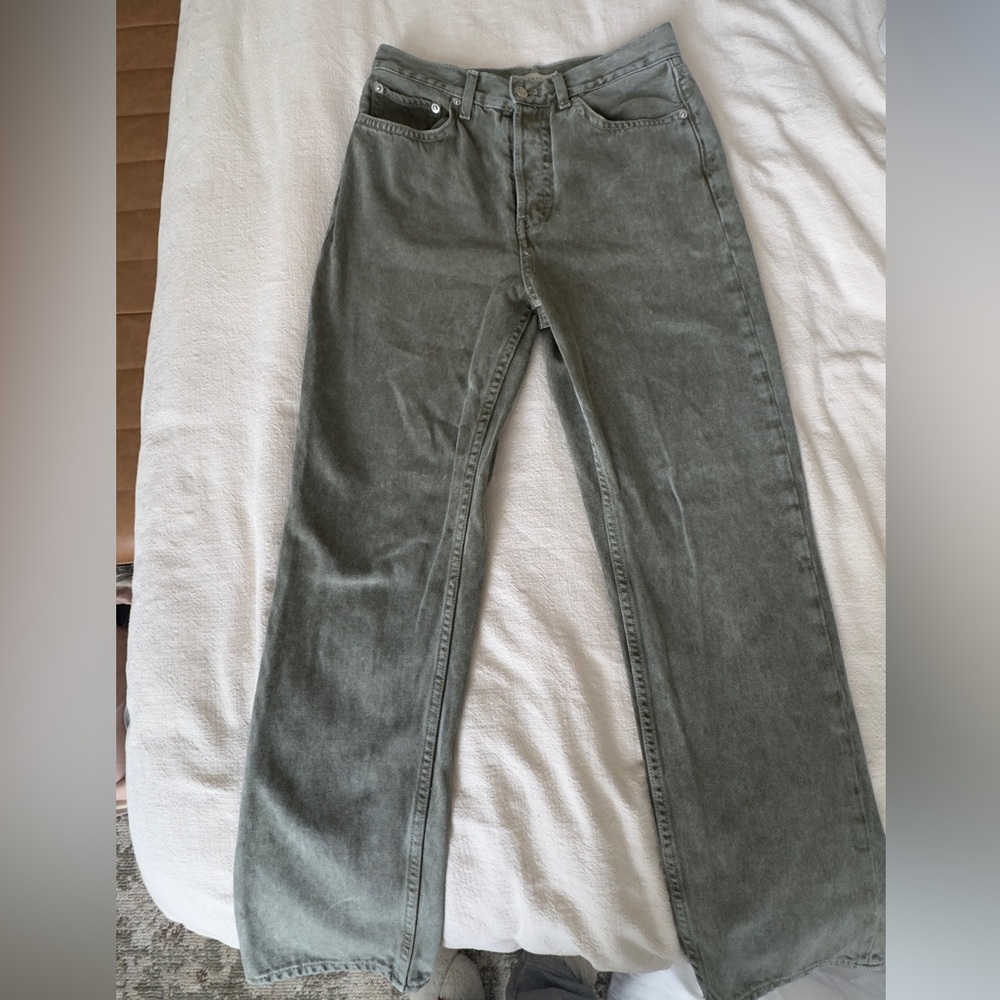 Topshop Olive Denim Pants